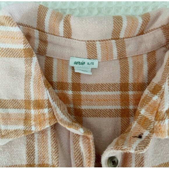 Aerie Plaid Flannel Button Down Shirt Relaxed Size XS Women's - Picture 3 of 4